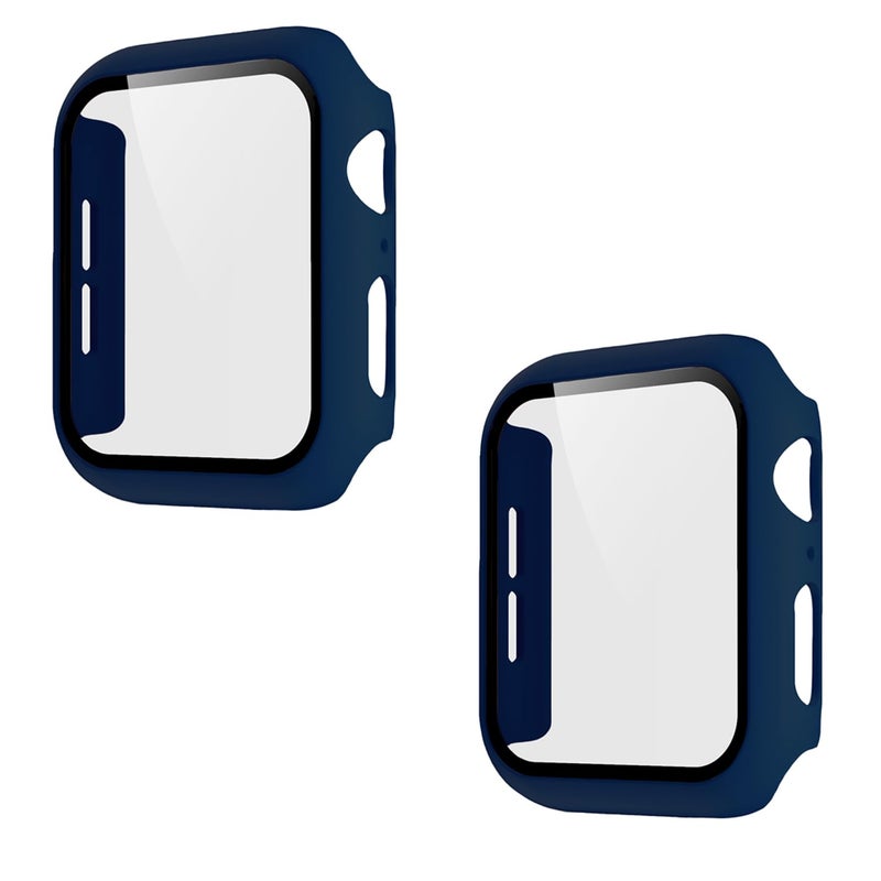 Pokanic [2 Pack Compatible with Apple Watch 3 2 1 SE Series iWatch 9H Tempered Glass Case Full Screen Protector Cover Scratch (Midnight Blue, 38mm) - Image 1